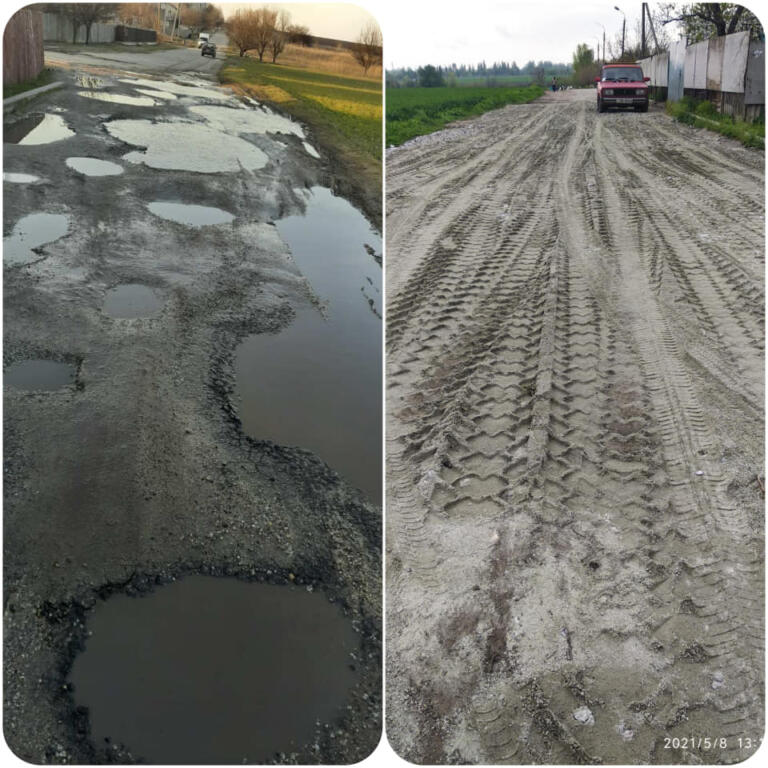 Запорожцы сами <i>ликвидировали "полосу препятствий"</i> на дороге, - ФОТО, ВИДЕО